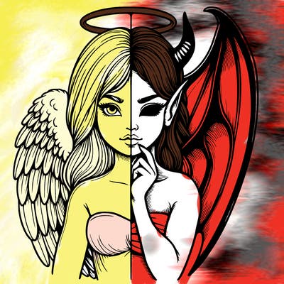 realistic angel half demon