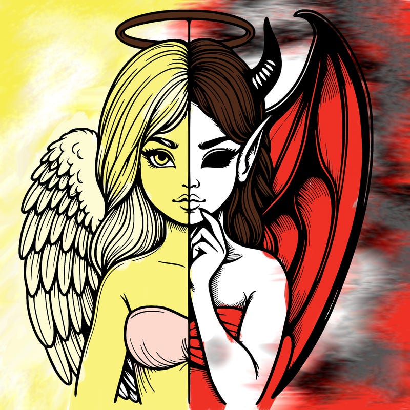 realistic angel half demon