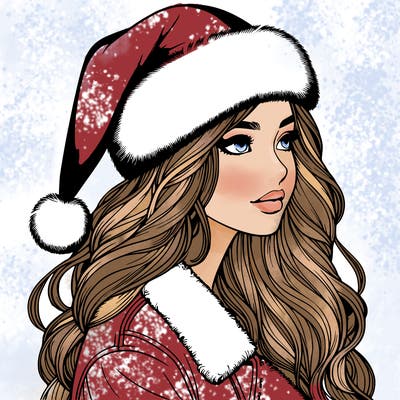 realistic girl in santa hat