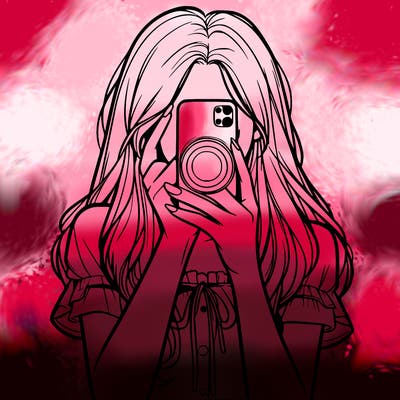 a realistic girl holding her phone taking pictures