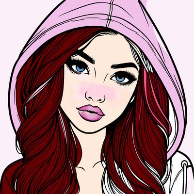 realistic beautiful girl with a hood on