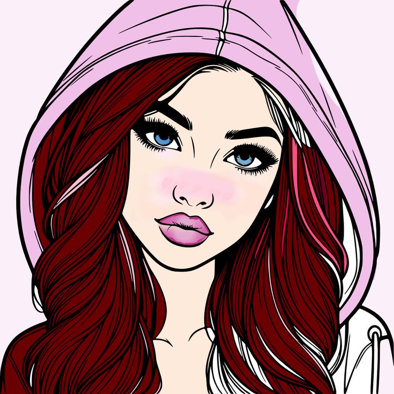 realistic beautiful girl with a hood on