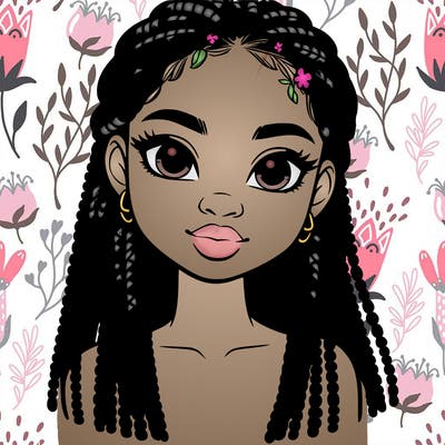 a realistic black girl with braids