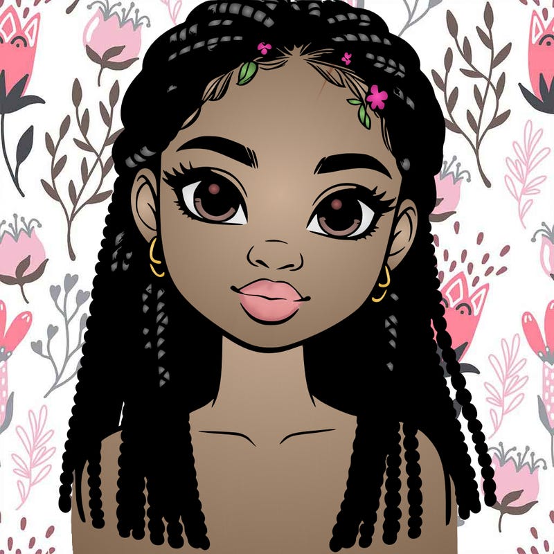 a realistic black girl with braids