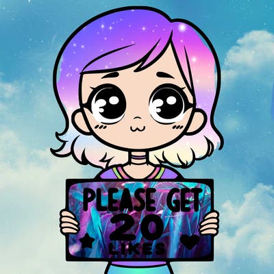 20 girl holding sign that says please get 20 likes