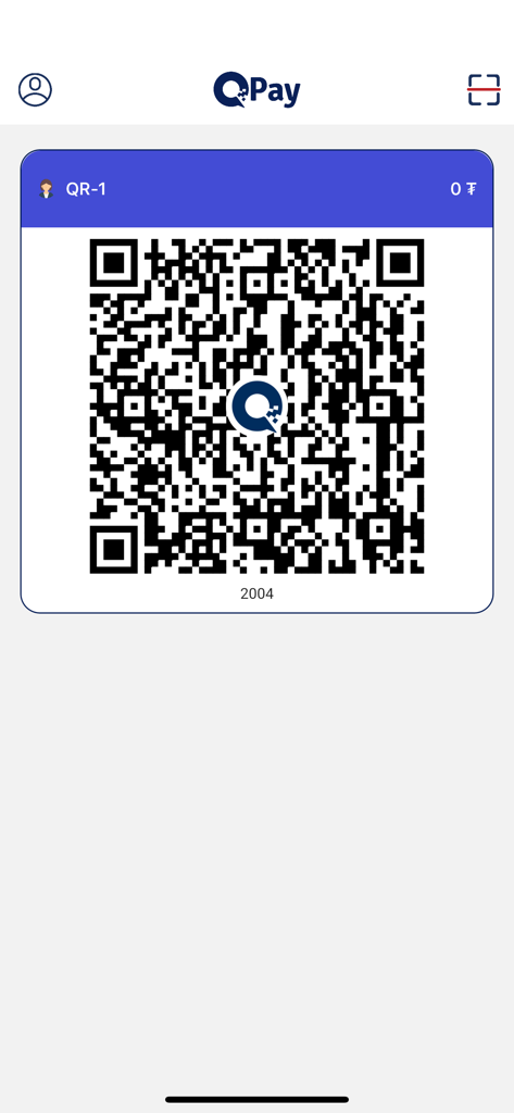QPAY merchant - QPAY merchant app showing a digital QR code for receiving mobile payments