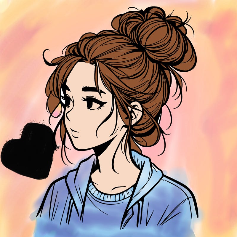 realistic teenage girl with a messy bun