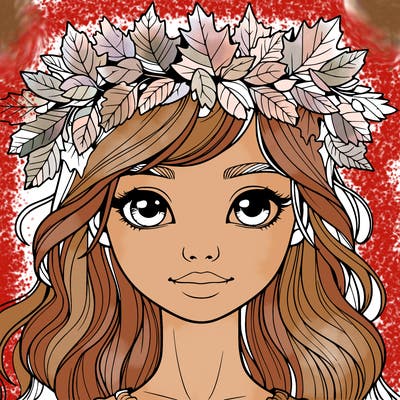 realistic girl with fall leaf crown