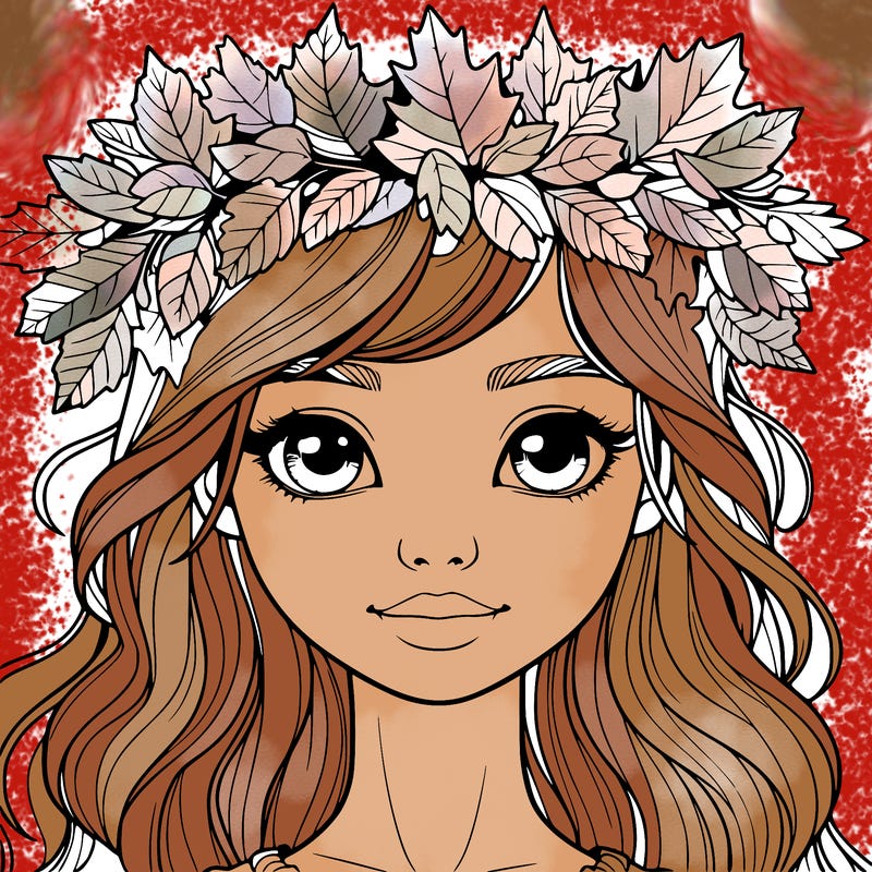 realistic girl with fall leaf crown