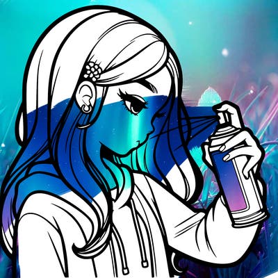 a realistic girl spray painting