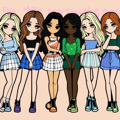 a group of girls realistic