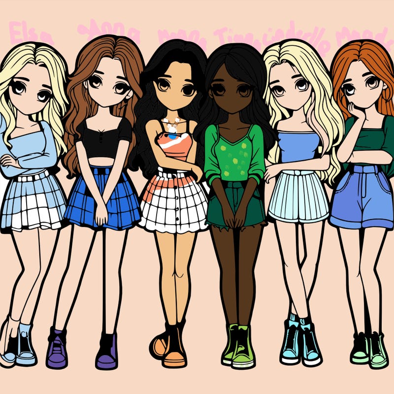 a group of girls realistic