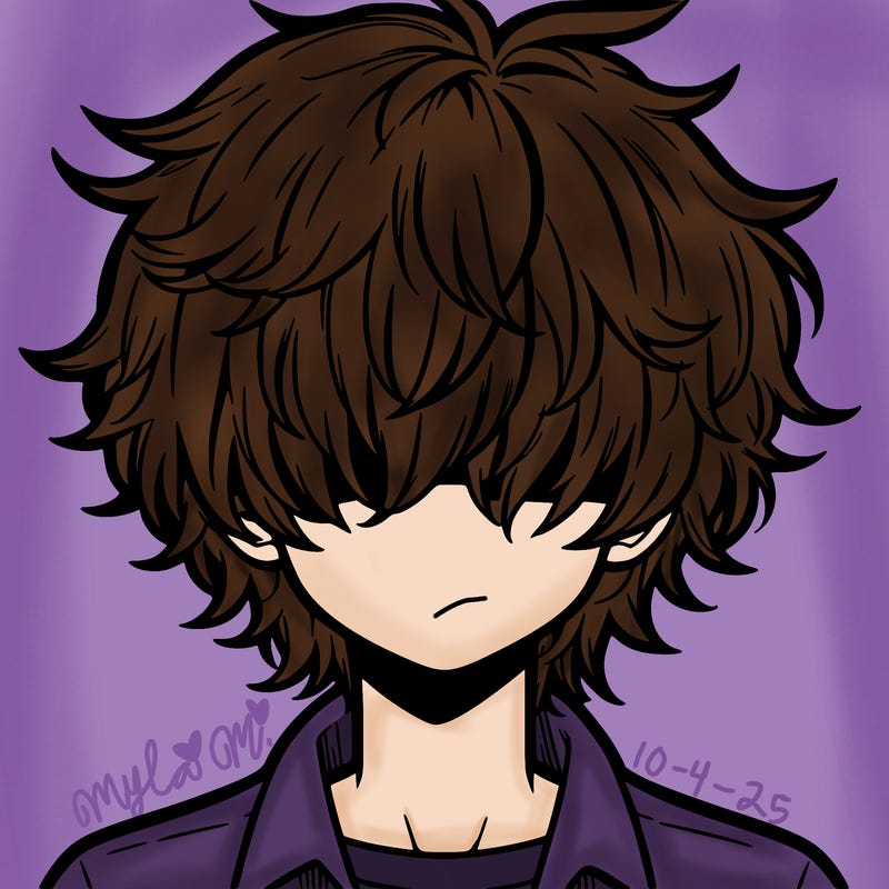 manga boy fluffy hair covering his eyes