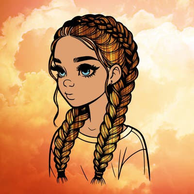 realistic girl with braids