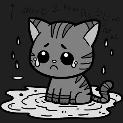 sad cat in pond