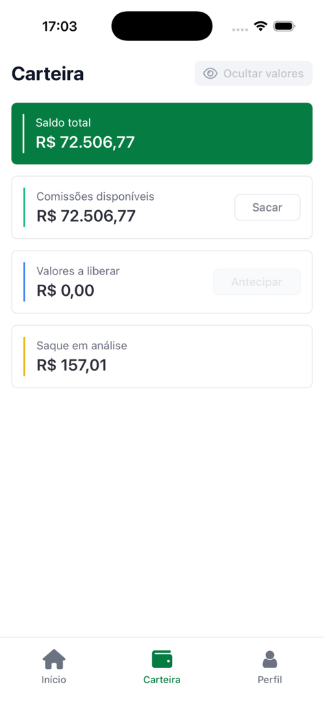 Logzz app wallet screen displaying balance and withdrawal options