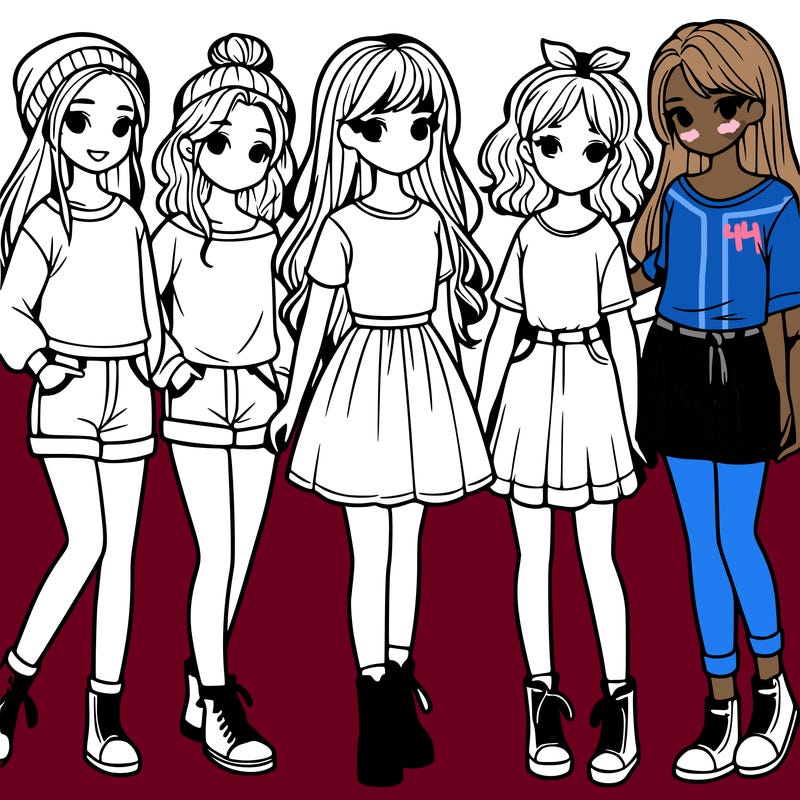 a group of five girls