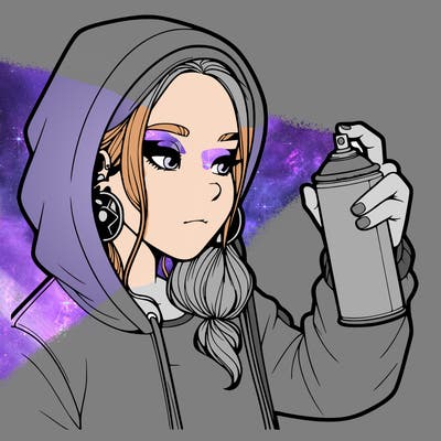 a realistic girl, spray painting