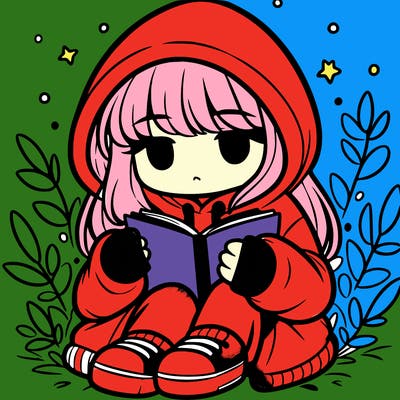 girl in oversized hoodie reading a book