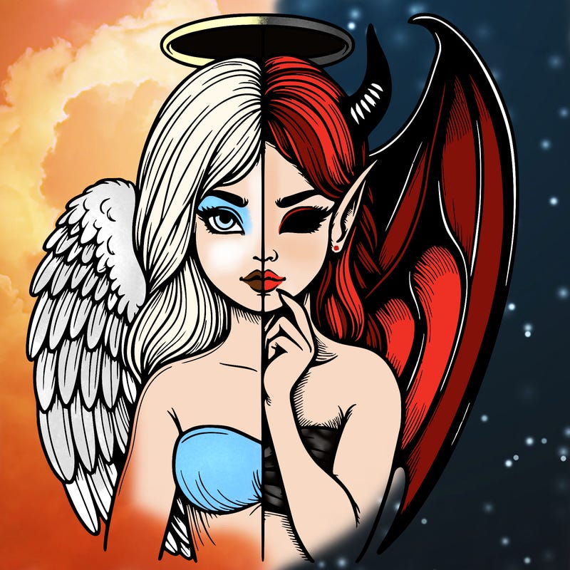 realistic angel half demon