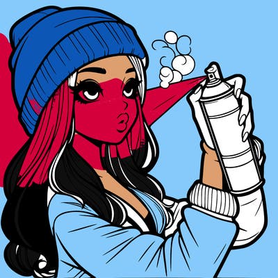 realistic girl spray painting