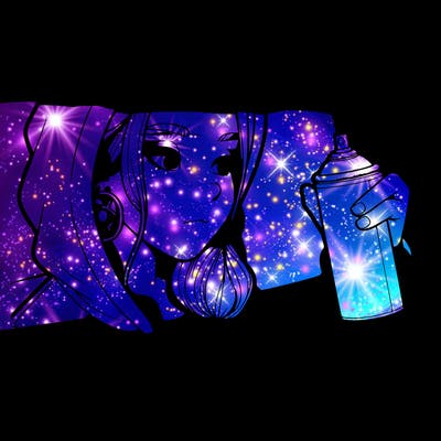 a realistic girl, spray painting