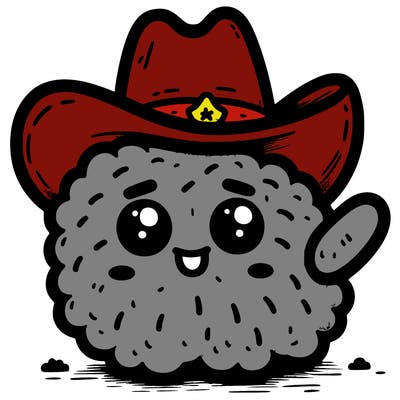 chicken nugget with a face and cowboy hat