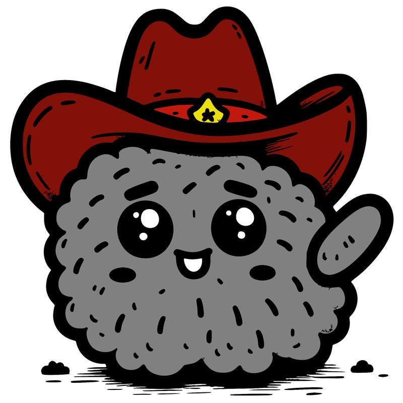 chicken nugget with a face and cowboy hat