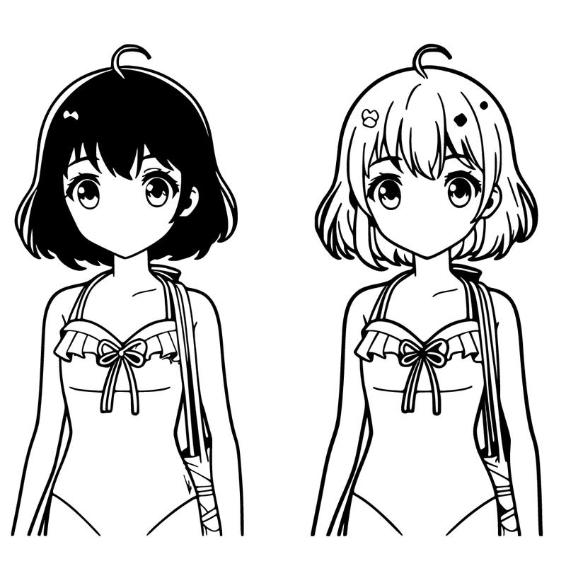 manga girl wearing swimming clothes