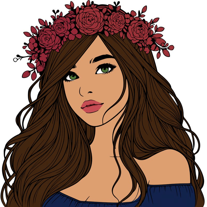 realistic girl with flower crown