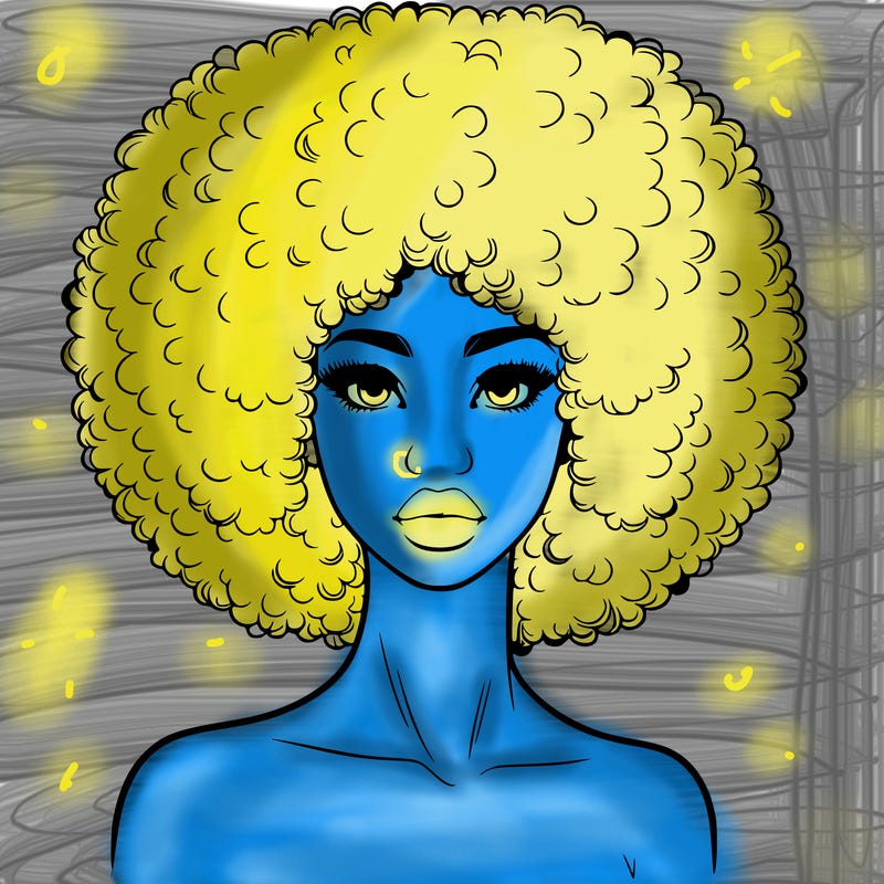 realistic lady with afro