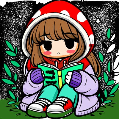 girl in oversized hoodie reading a book