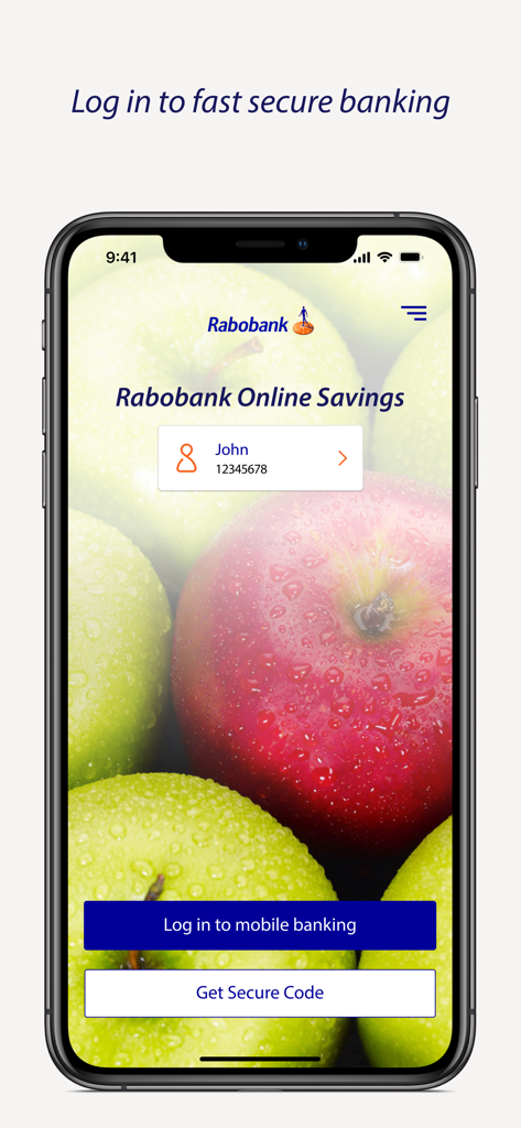 Rabobank Online Savings AU - Rabobank Online Savings AU app login interface