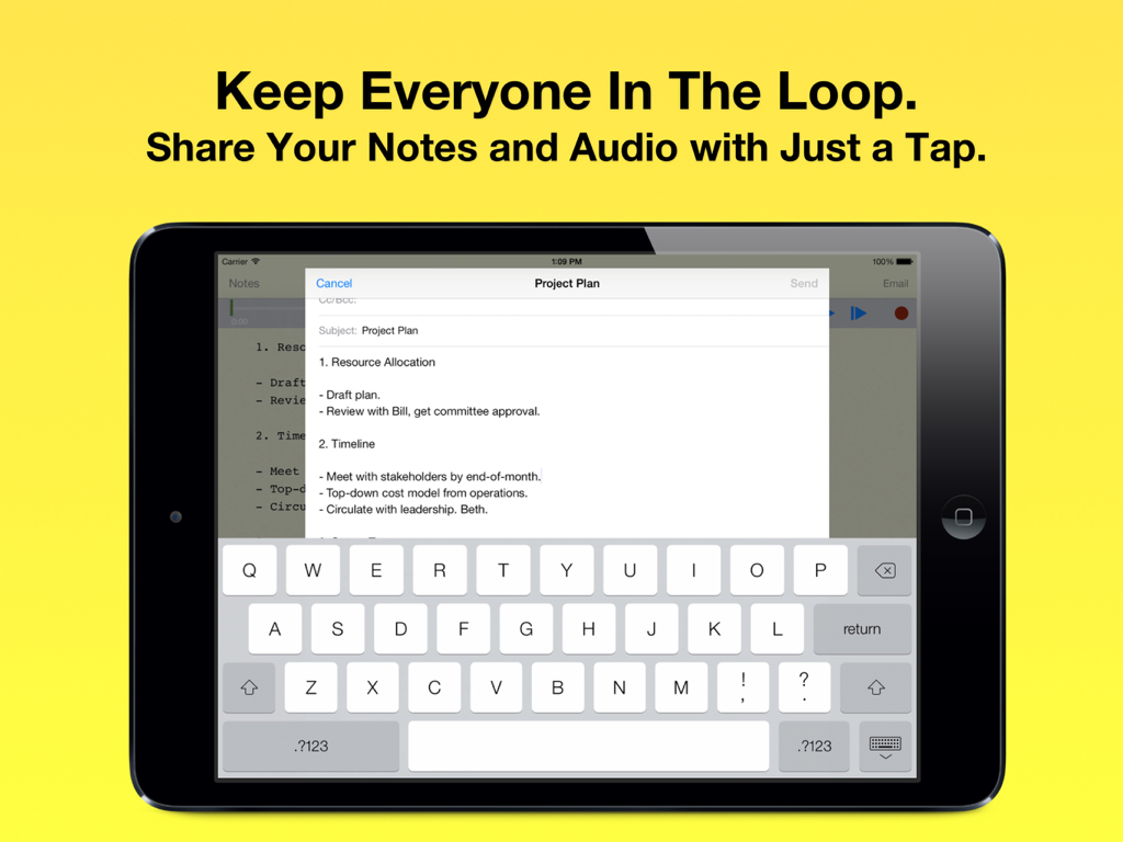 Audio Notebook: Voice Recorder - Sharing notes and audio recordings from the Audio Notebook iPad app