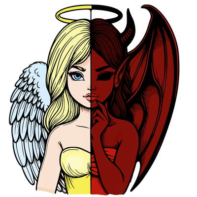 realistic angel half demon