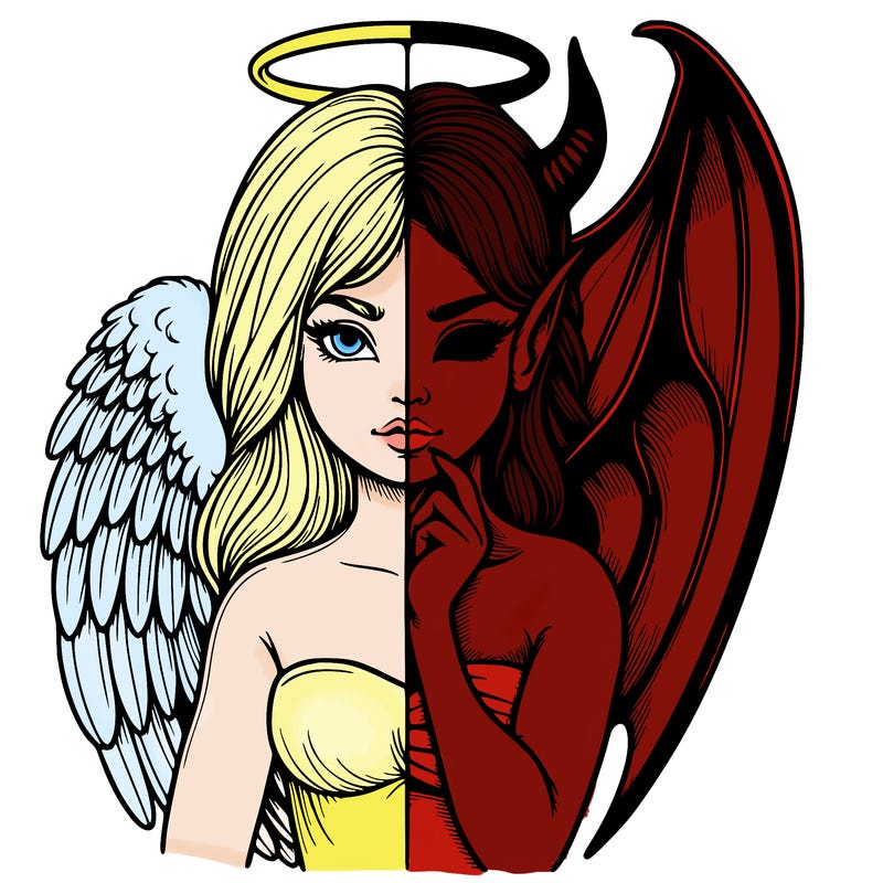 realistic angel half demon