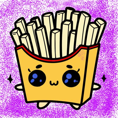 a cute. french fries