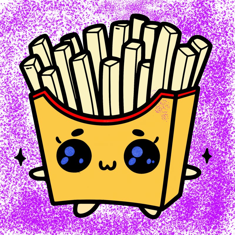 a cute. french fries