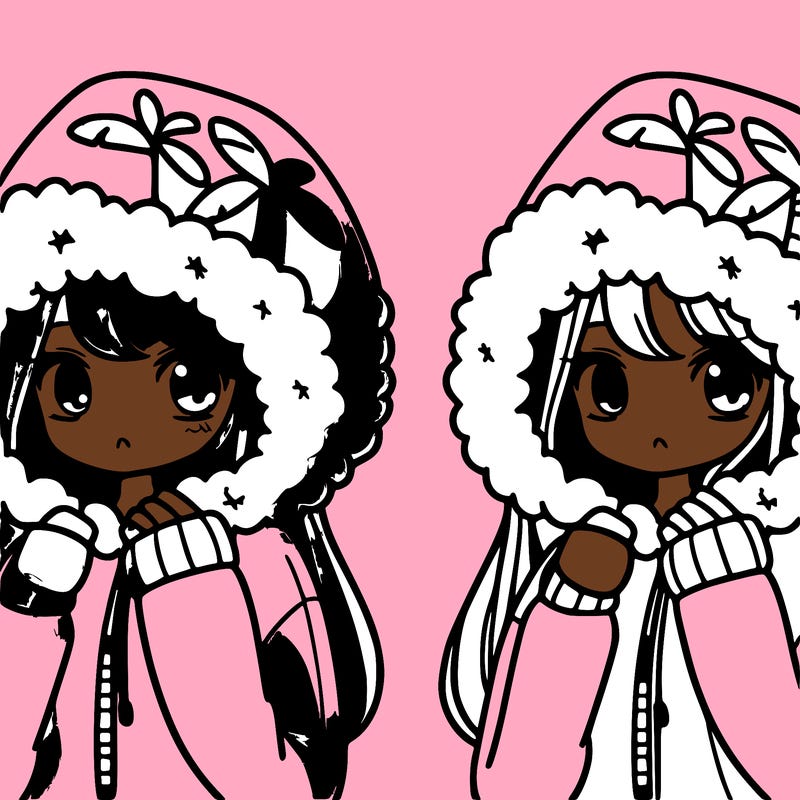 girl in pink palm puff hoodie