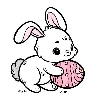 rabbit carrying an easter egg