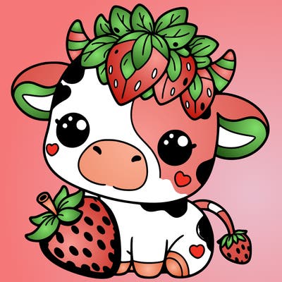 cute strawberry cow
