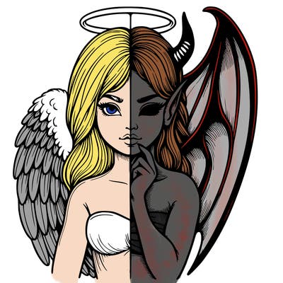 realistic angel half demon