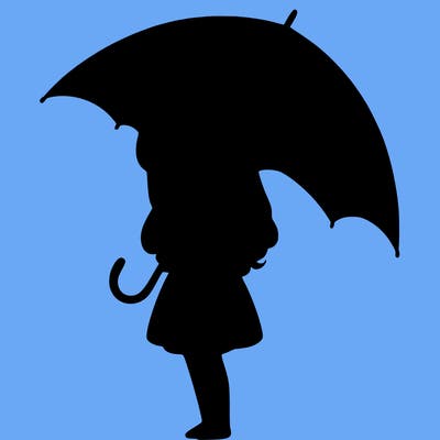 lonely girl holding black umbrella