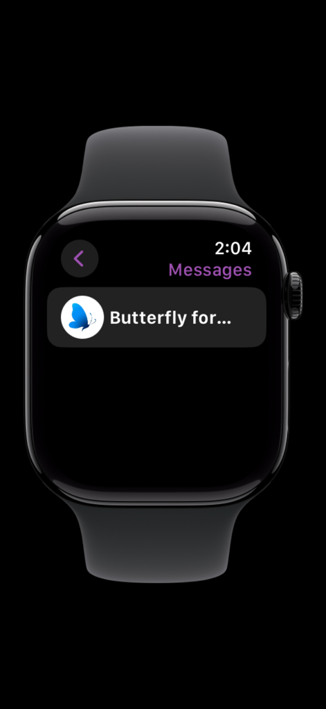 Lista de mensajes de Instagram en una pantalla de Apple Watch usando la app Lens