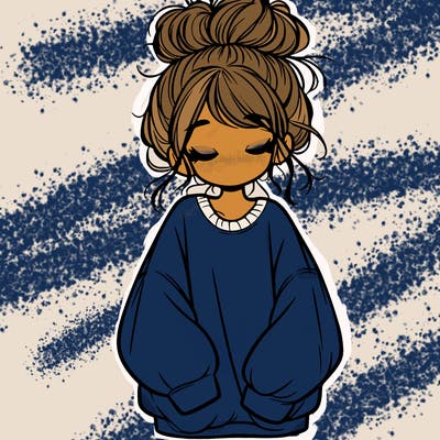 girl with baggy sweatshirt and messy bun