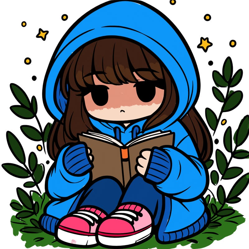 girl in oversized hoodie reading a book