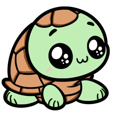 cute little animated turtle