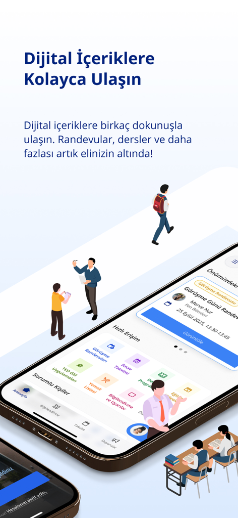 TED Ankara Koleji - Mobile application dashboard for TED Ankara Koleji showing digital school services and quick access features