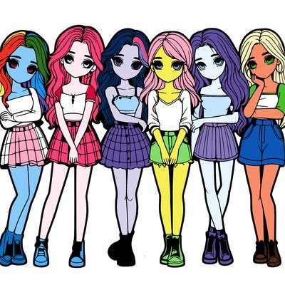 a group of girls realistic