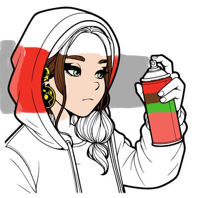 a realistic girl, spray painting